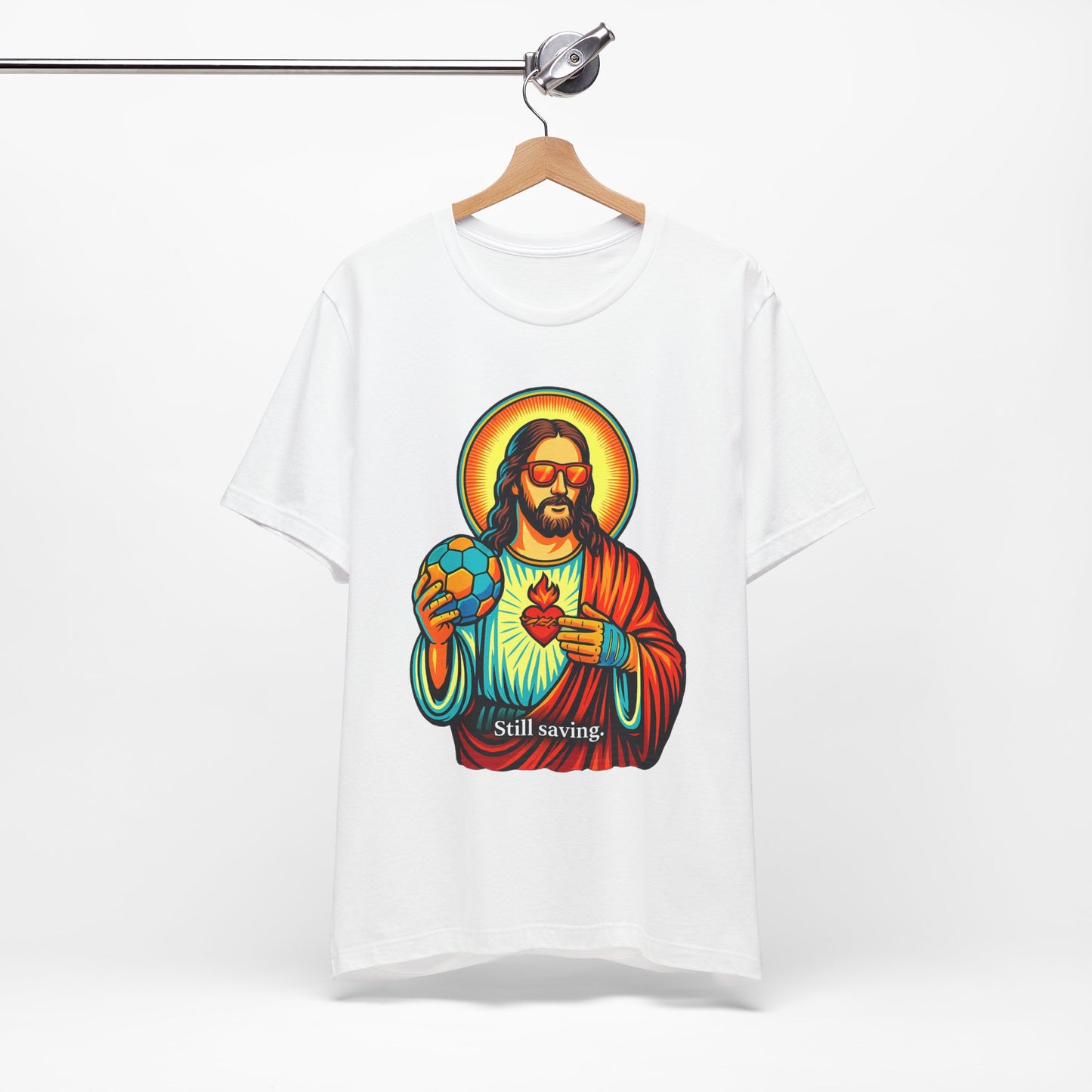 Jesus Saves. Still Saving - Handball Shirt