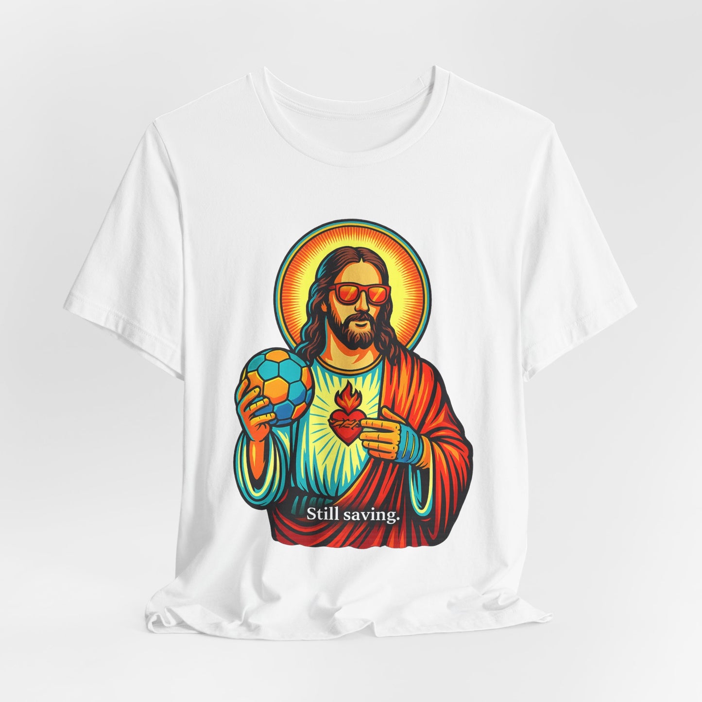 Jesus Saves. Still Saving - Handball Shirt