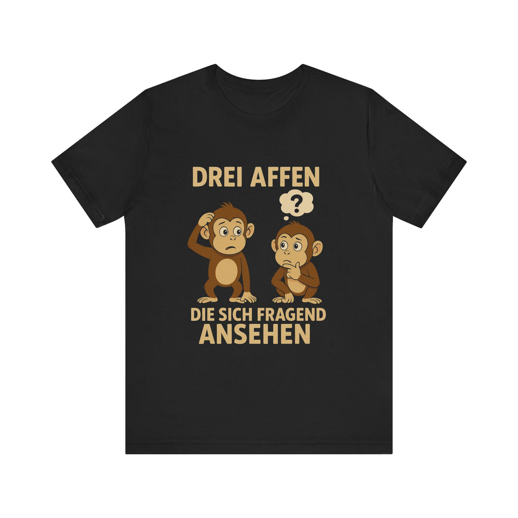 Drei Affen, die sich fragend ansehen