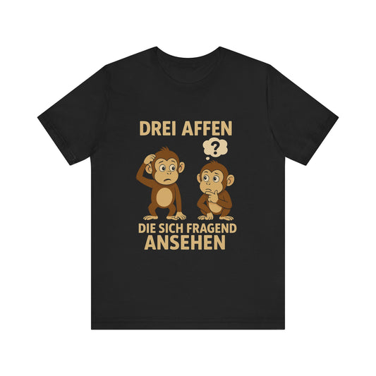 Drei Affen, die sich fragend ansehen