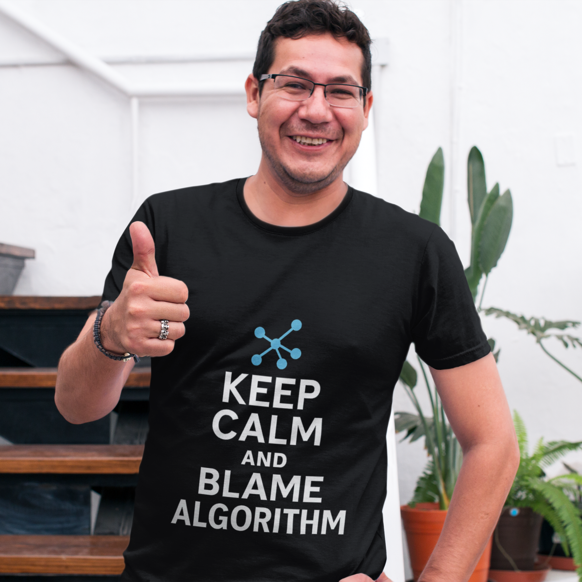Keep Calm and Blame Algorithm – Marketing & Tech T-Shirt