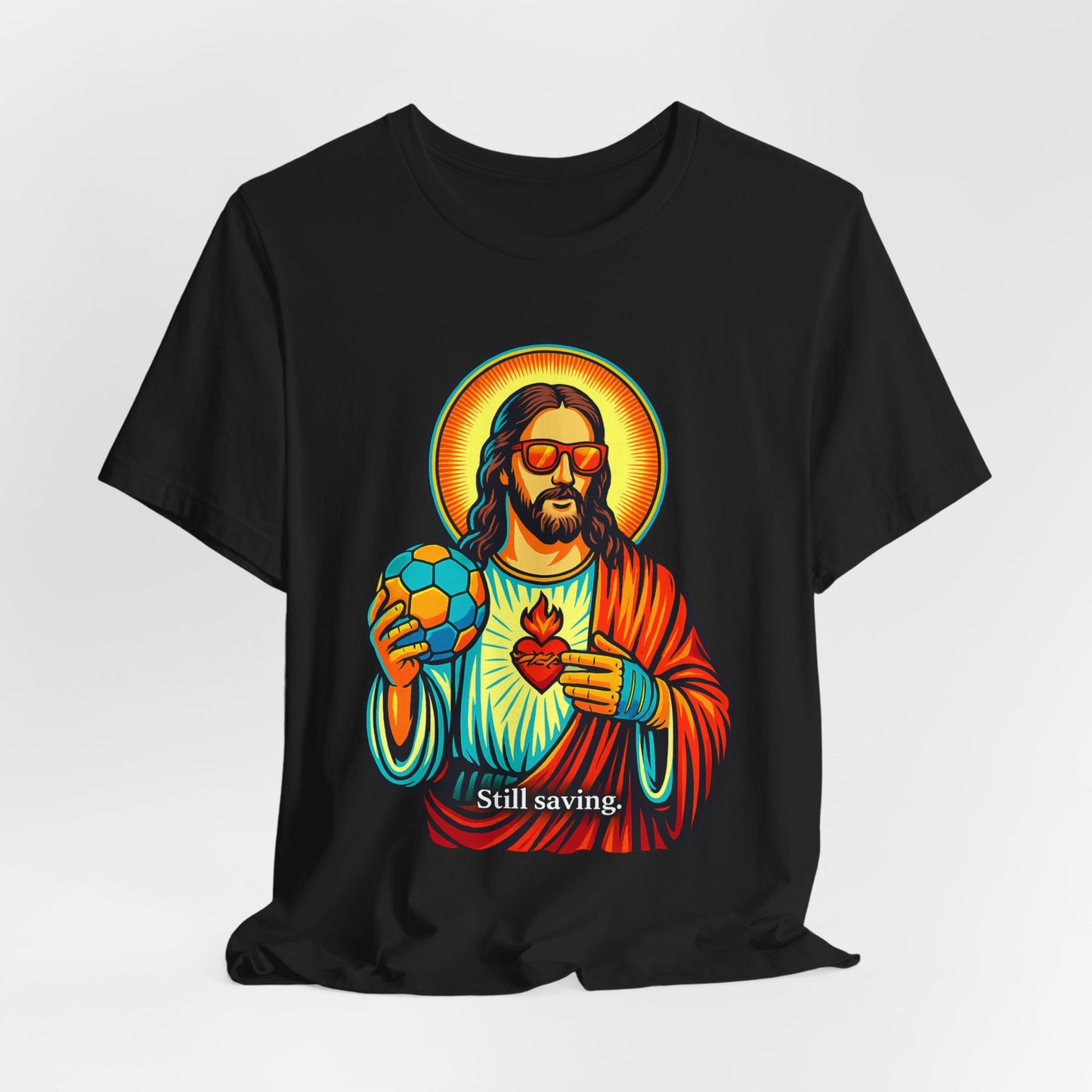 Jesus Saves. Still Saving - Handball Shirt